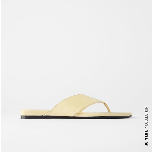 ZARA - BNWT Wide Strap Leather Flat Slide Sandals Size US 9 - Picture 3 of 5